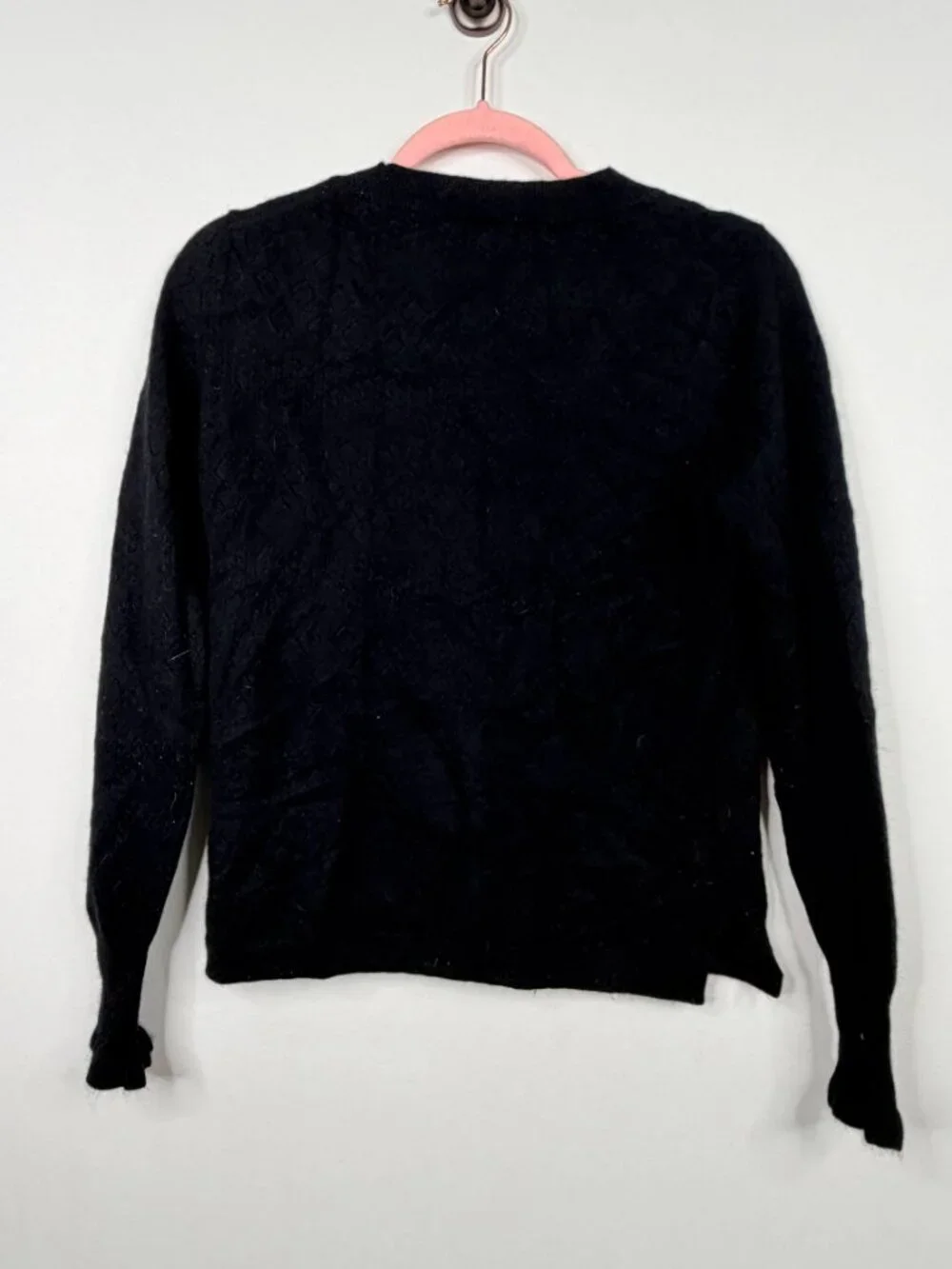 J. Crew Cashmere Scalloped Crew Neck Pullover Sweater Black Small #A3829